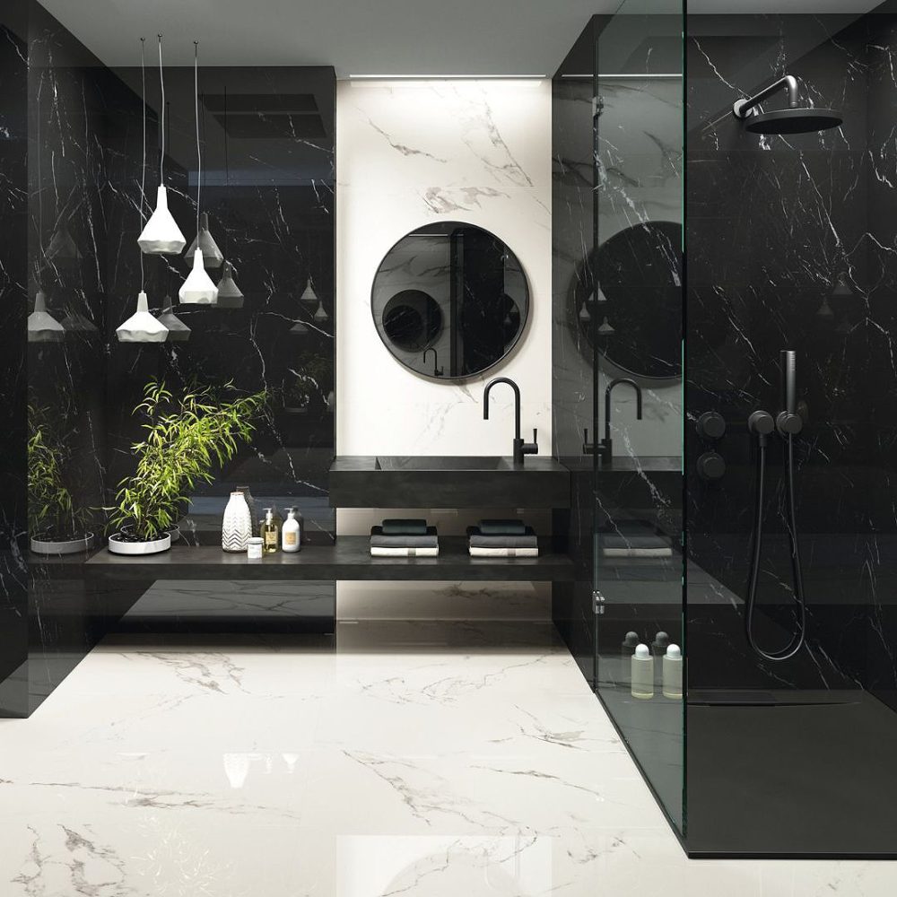 Additional lifestyle image for Ariostea Ultra Marmi Nero Marquina - 1000 x 2700  x 6 mm