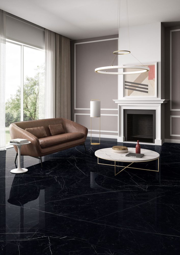 Additional lifestyle image for Ariostea Ultra Marmi Nero Marquina - 750 x 750  x 6 mm