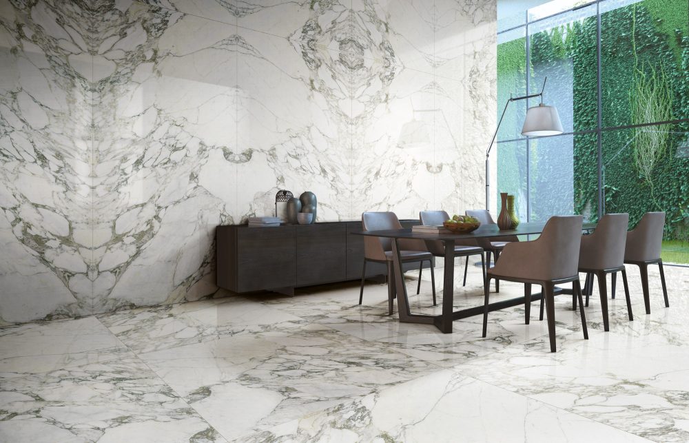 Additional lifestyle image for Ariostea Ultra Marmi Arabescato Statuario Bookmatched Block B - 1500 x 3000  x 6 mm