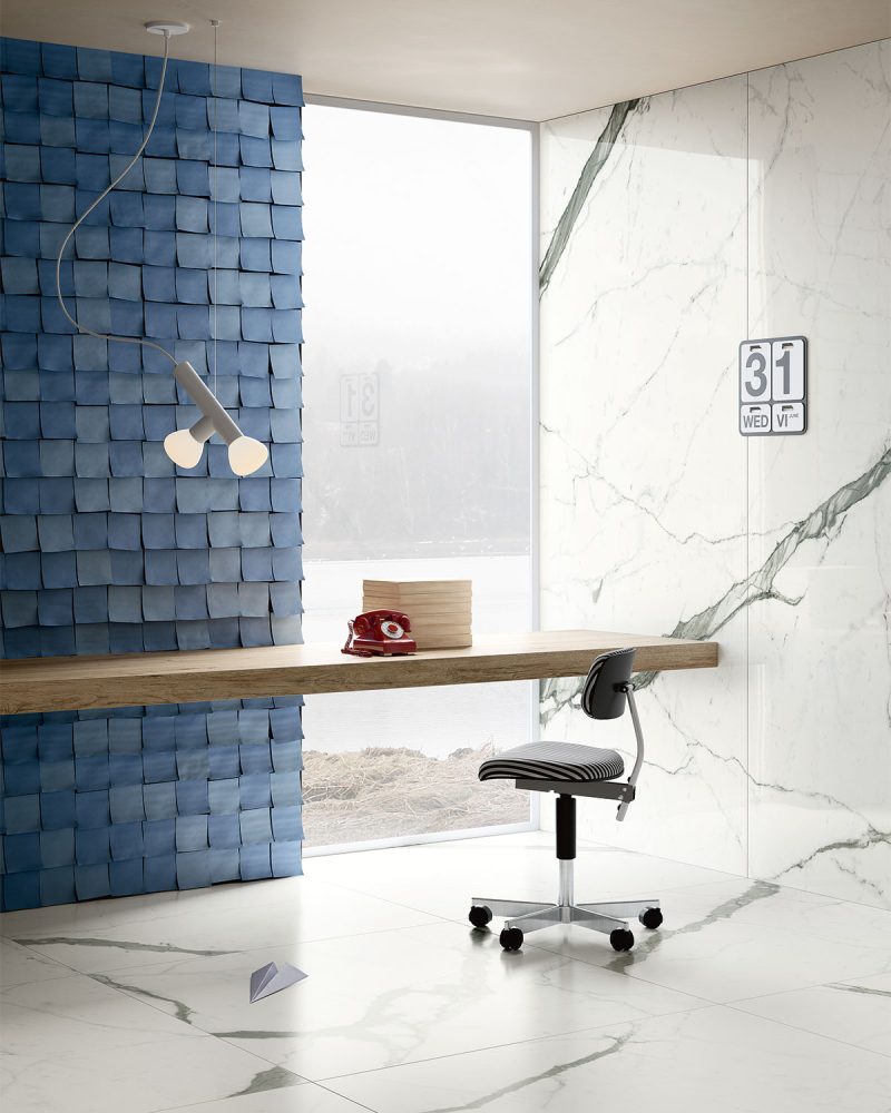 Additional lifestyle image for Ariostea Ultra Marmi Bianco Statuario Bookmatched Block A - 1500 x 3000 x 6 mm