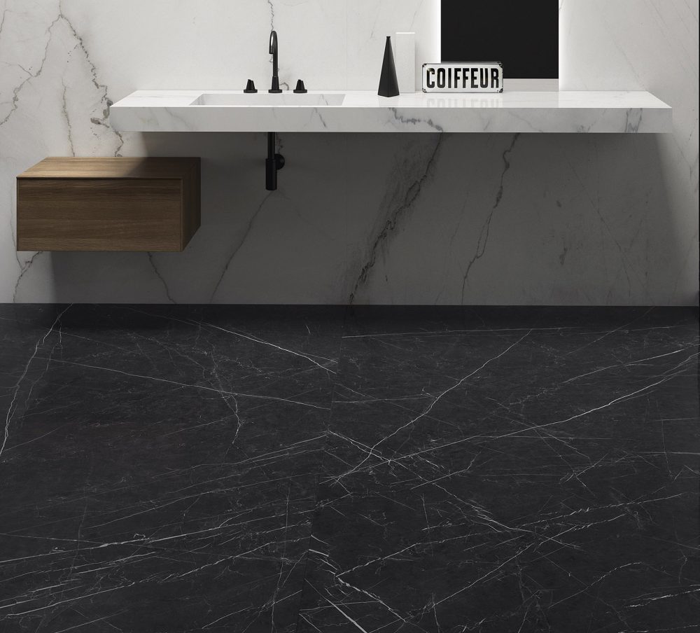 Additional lifestyle image for Ariostea Ultra Marmi Nero Marquina - 750 x 750 x 6 mm