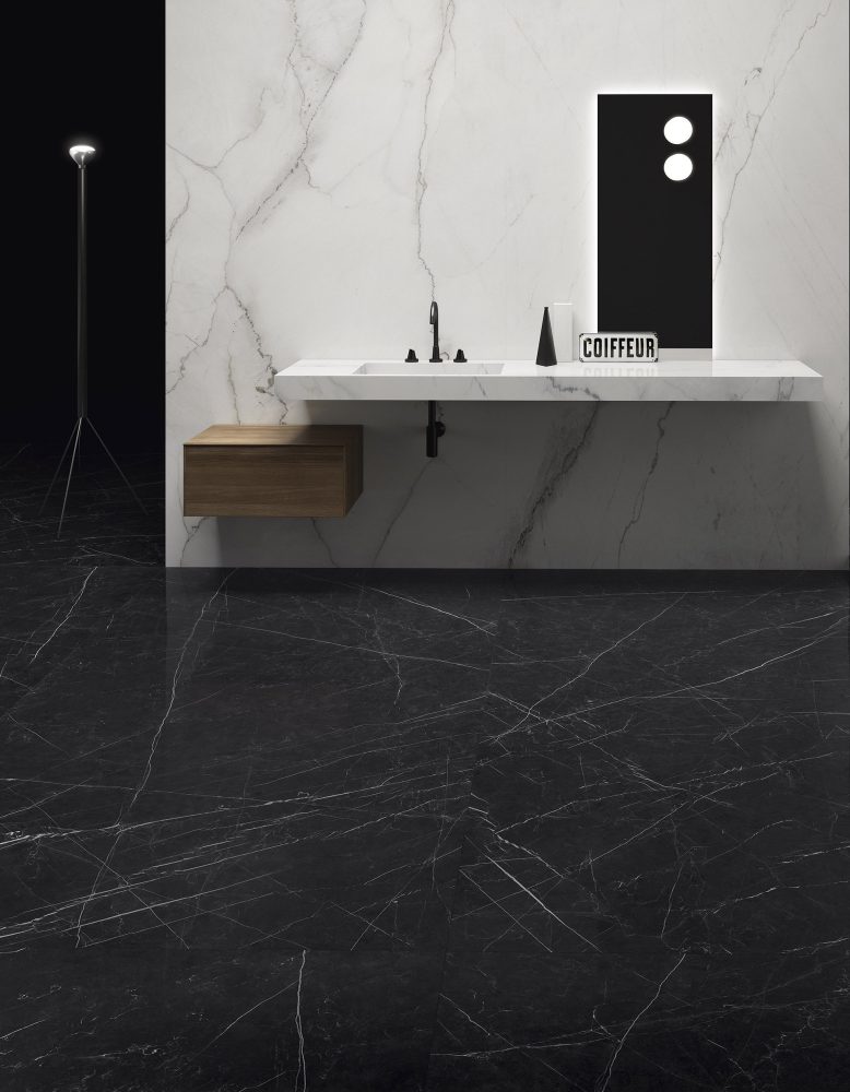 Additional lifestyle image for Ariostea Ultra Marmi Nero Marquina - 750 x 1500 x 6 mm