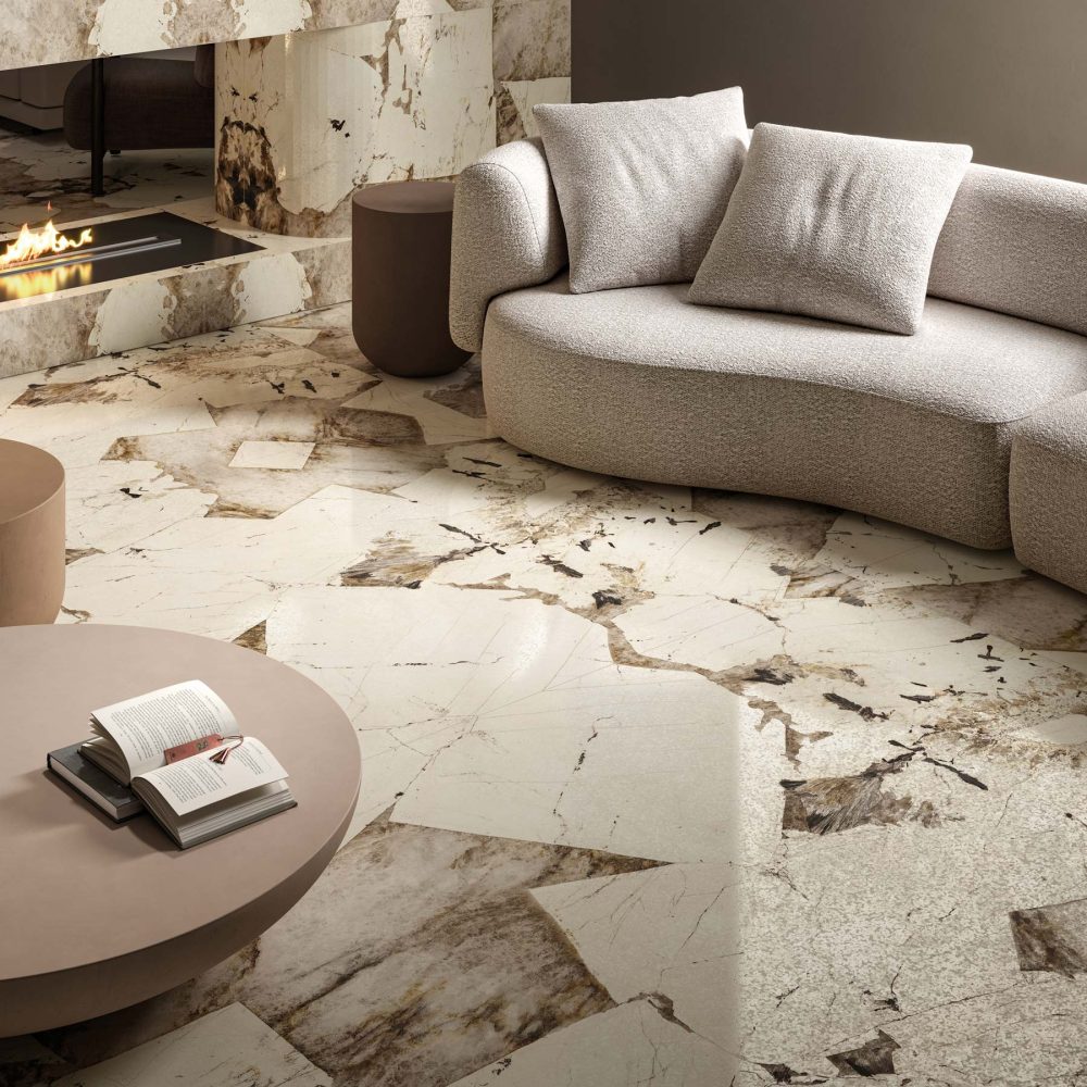 Additional lifestyle image for Ariostea Ultra Marmi Patagonia Bookmatched Block A - 1500 x 3000  x 6 mm