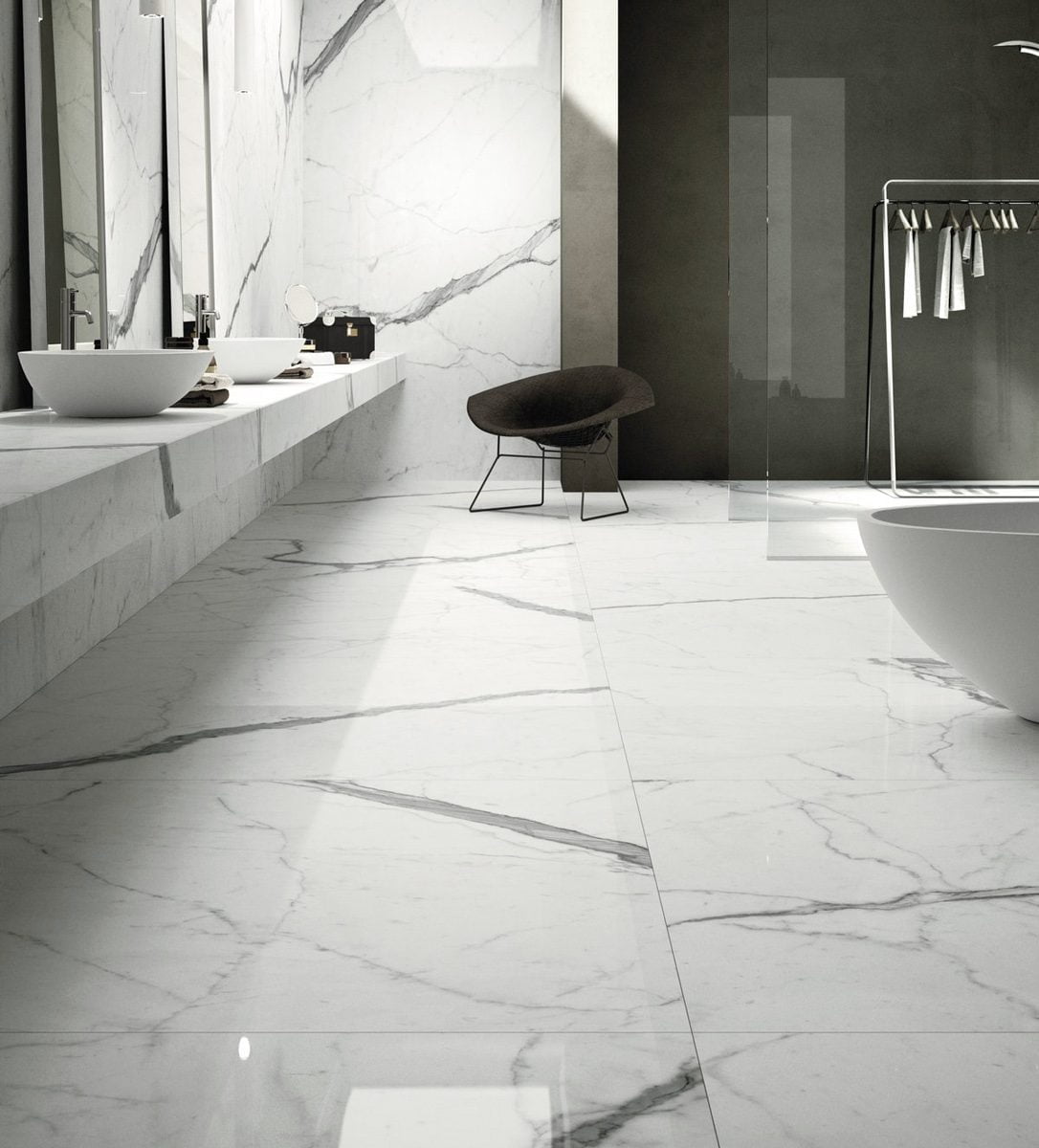 White 600 x 1200 mm Marble effect porcelain tile | Fiandre Marble Lab ...