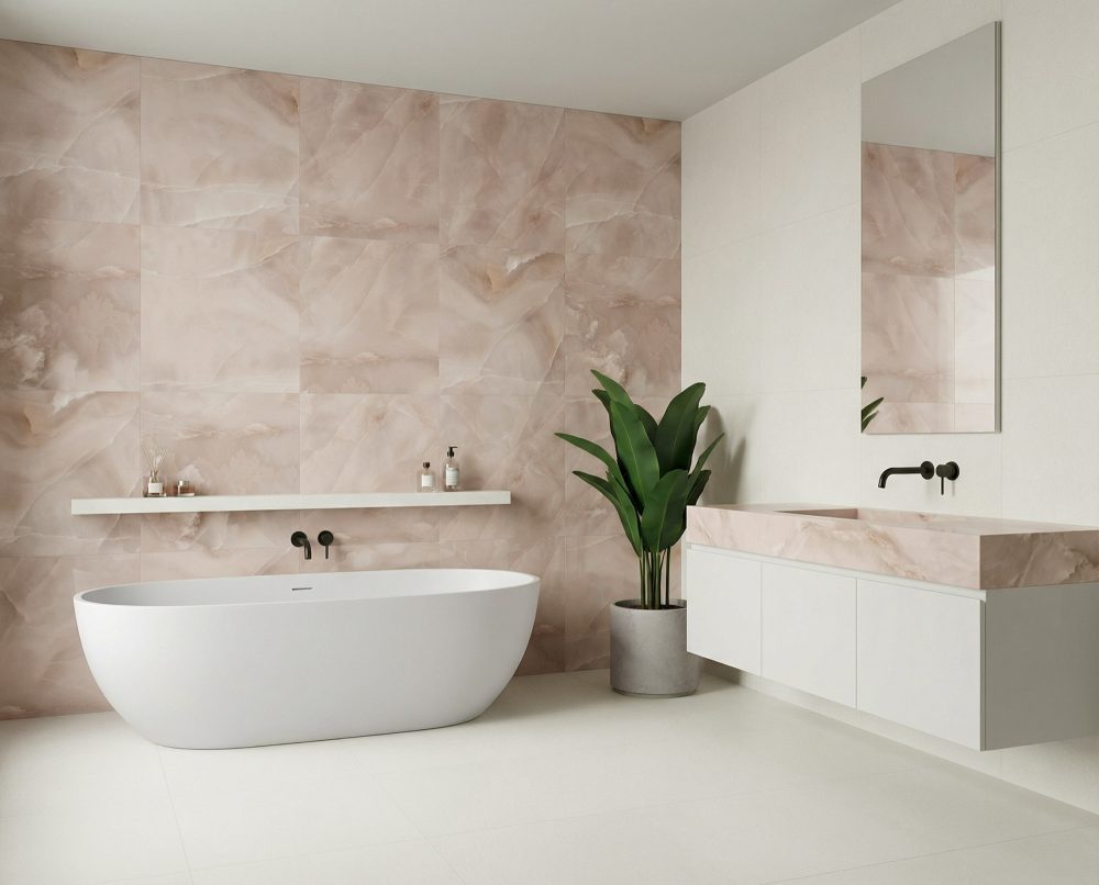 Additional lifestyle image for Ariostea Ultra Onici Onice Pesca - 750 x 1500 x 6 mm