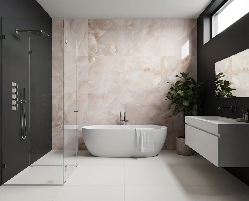 Additional lifestyle image for Ariostea Ultra Onici Onice Pesca - 750 x 1500 x 6 mm