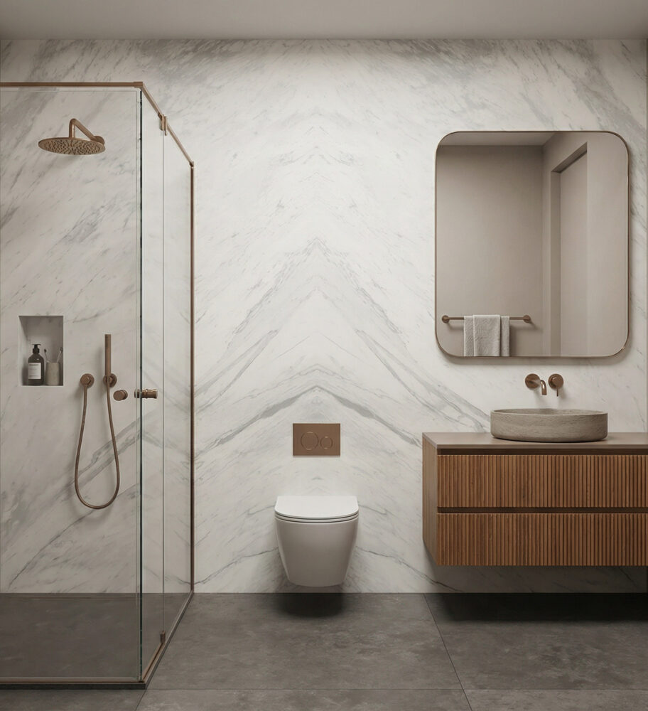 Lifestyle image for Fiandre Marmi Maximum Premium White Bookmatch Block A - 1500 x 3000  x 6 mm