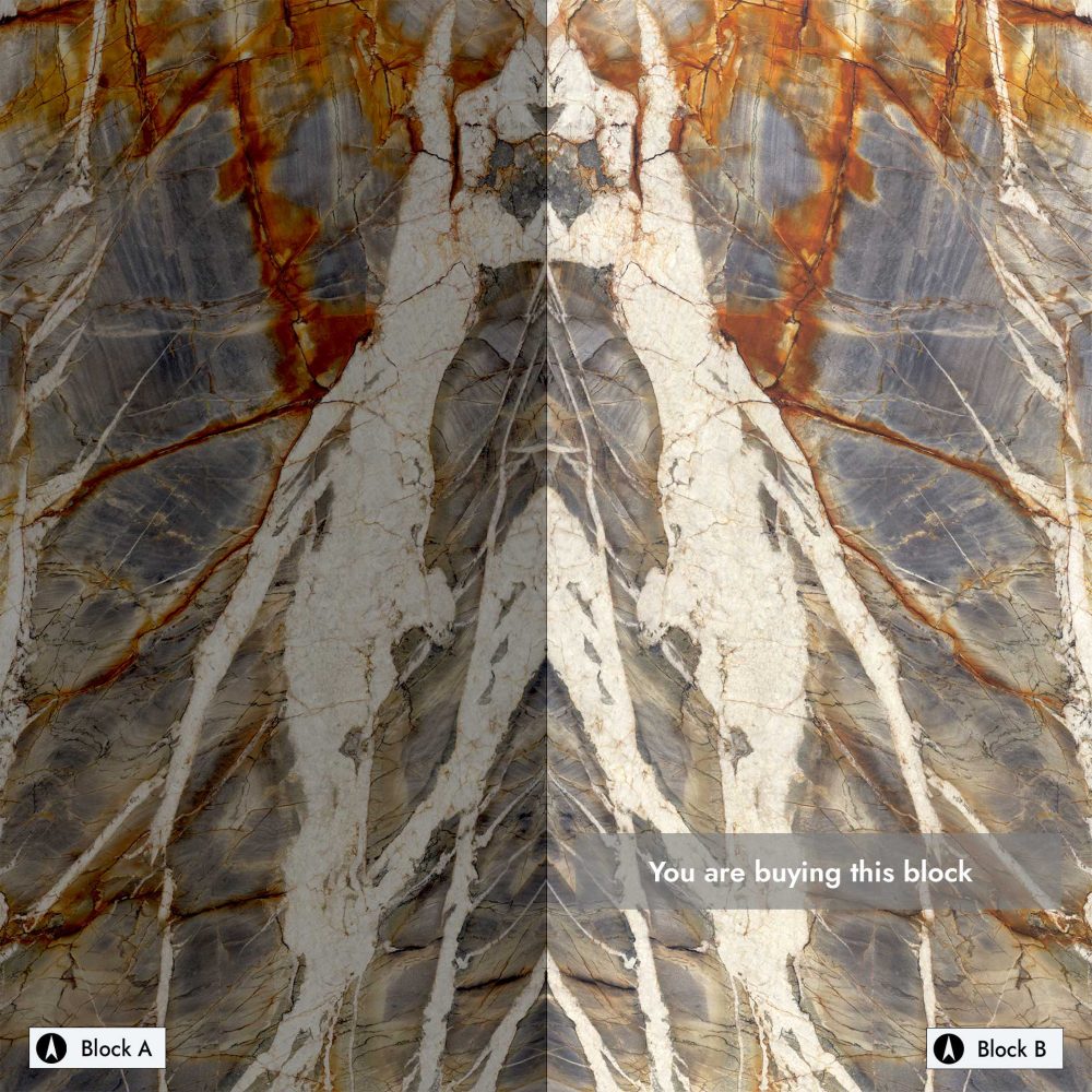 Lifestyle image for Ariostea Ultra Marmi Blue Tempest Bookmatched Block B - 1500 x 3000  x 6 mm