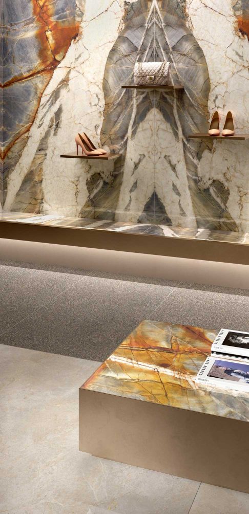 Additional lifestyle image for Ariostea Ultra Marmi Blue Tempest Bookmatched Block B - 1500 x 3000  x 6 mm