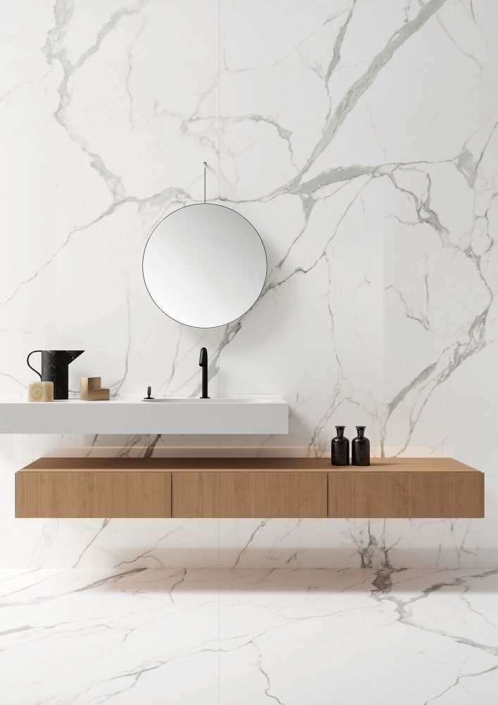 Additional lifestyle image for Ariostea Ultra Marmi Statuario Bookmatched Block B - 1500 x 3000  x 6 mm