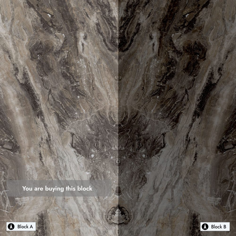 Lifestyle image for Fiandre Marmi Maximum Arabescato Orobico Bookmatched Block A - 1500 x 3000  x 6 mm