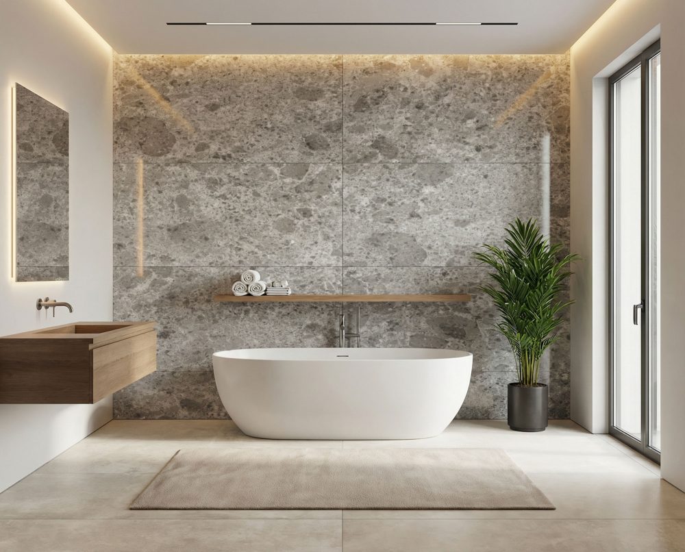 Additional lifestyle image for Ariostea Fragmenta Grigio Luminoso - 750 x 1500  x 10 mm