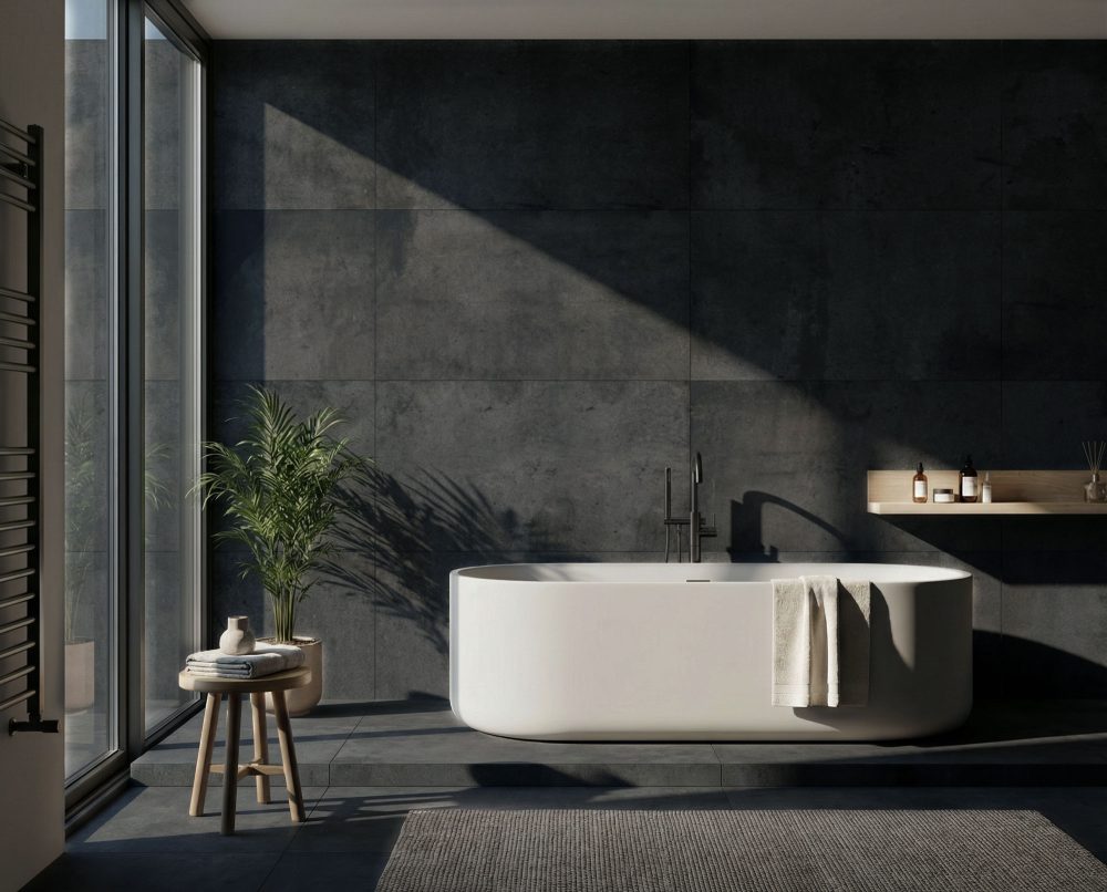 Lifestyle image for Ariostea Ultra Teknostone Soft Black - 750 x 1500  x 6 mm