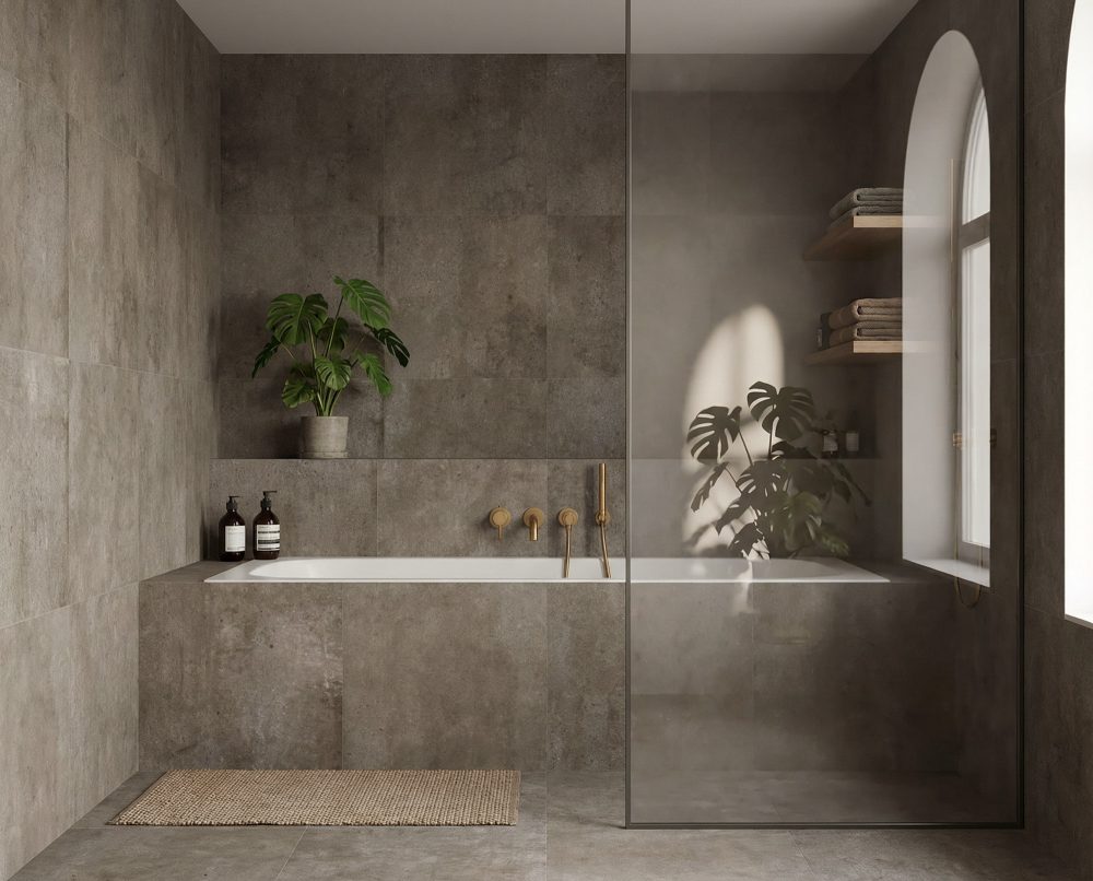 Additional lifestyle image for Ariostea Ultra Teknostone Tobacco - 750 x 1500  x 6 mm